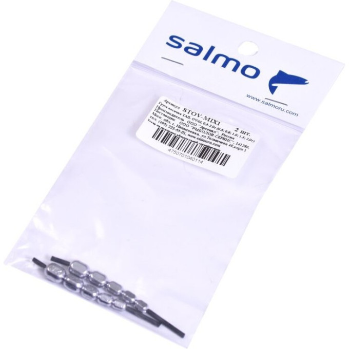 Груза косичка SALMO Tail Oval MIX1 0.5-2.0г (0.5; 0.8; 1.0; 1.5; 2,0г) 2Шт STOV-MIX1